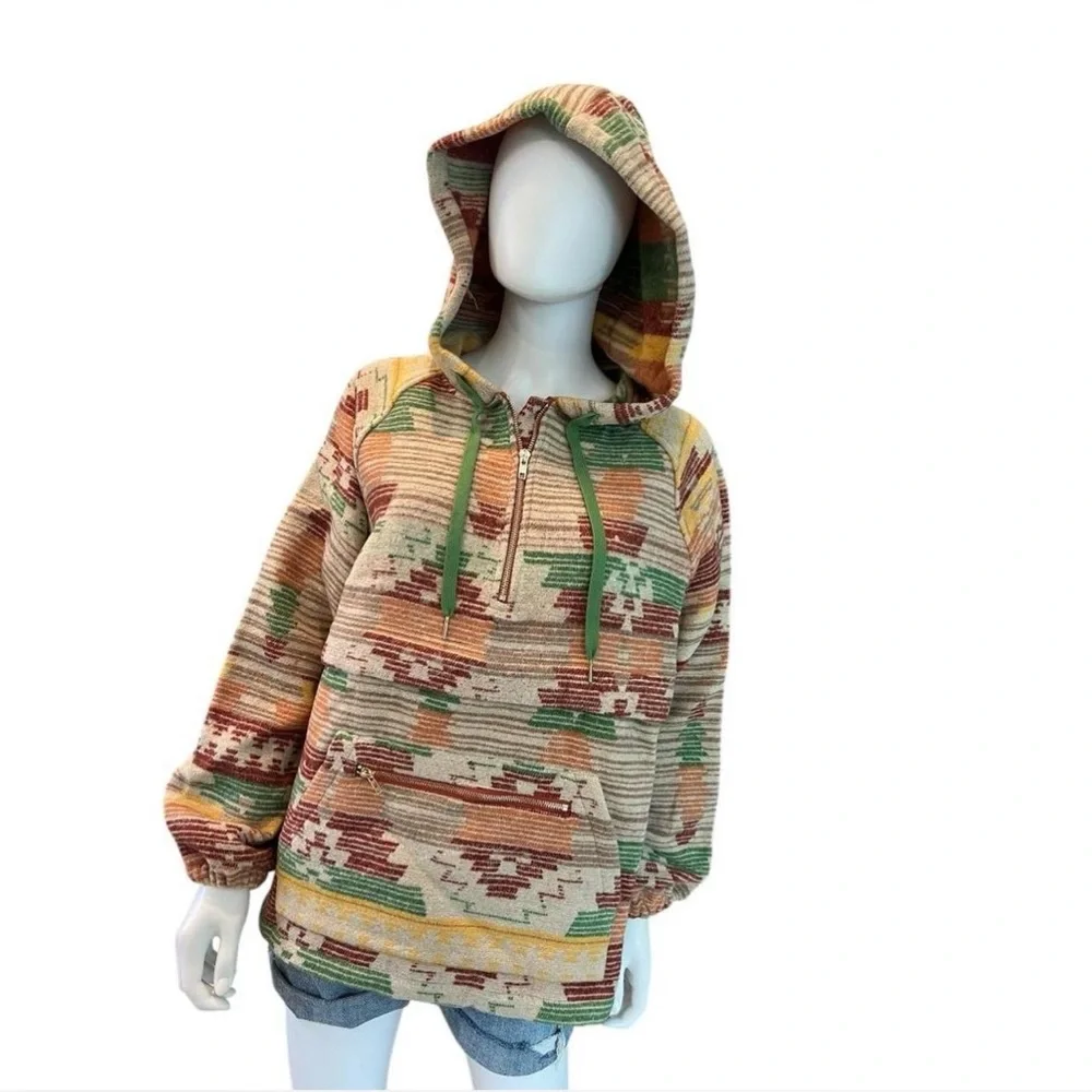 MAINSTRIP hooded fall hues half zip pullover S M L - Picture 10 of 10